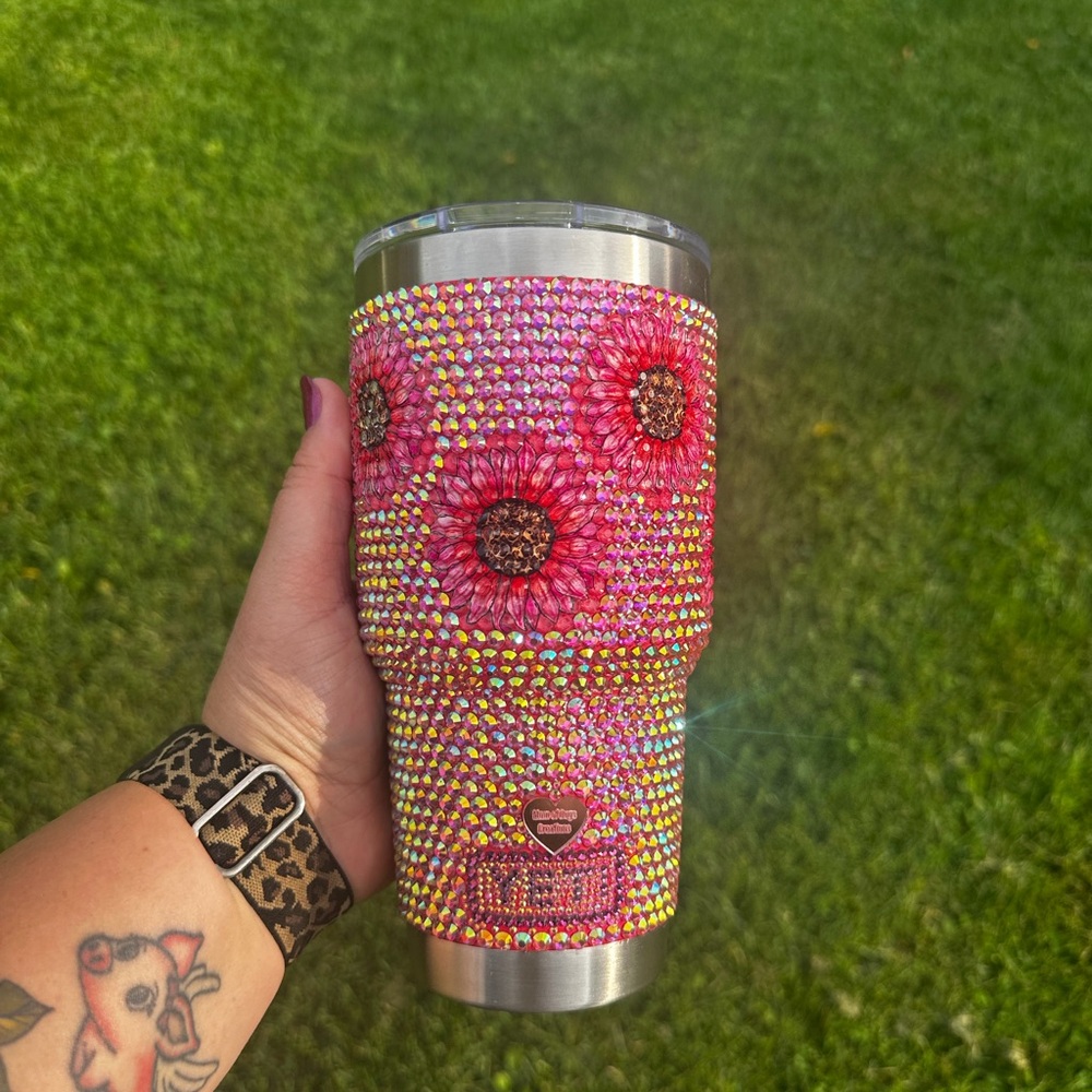 Yeti Rhinestone 30 oz Tumbler with Sunflowers